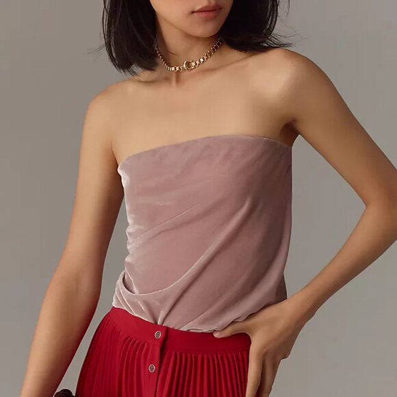Anthropologie The Tilda Strapless Top: Velvet Edition (Lavander) NEW - Picture 2 of 4